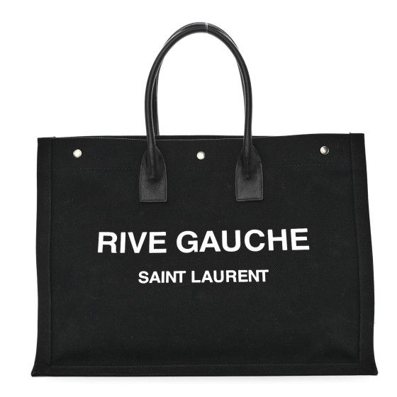 Linen Calfskin Rive Gauche Tote Black | FASHIONPHILE (US)