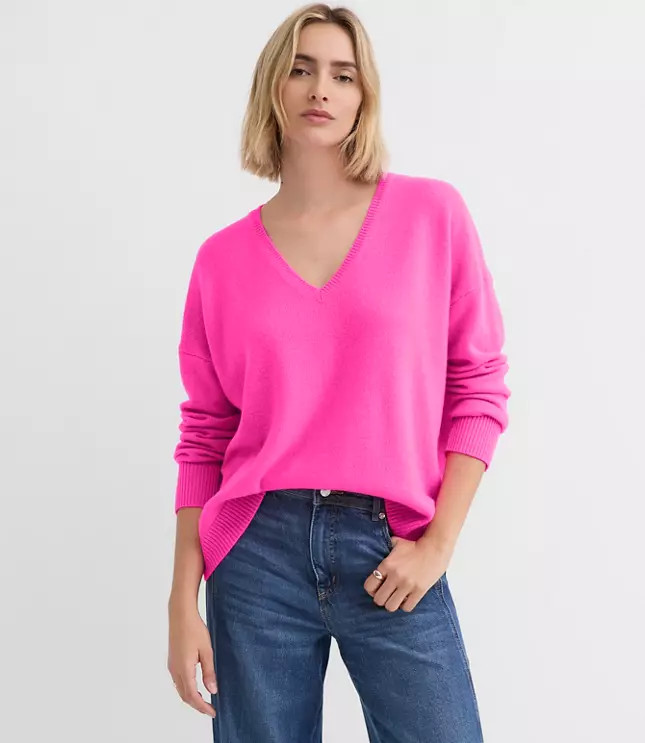 Relaxed V-Neck Cashmere Sweater | LOFT