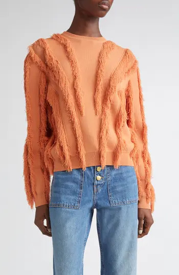 Ulla Johnson Aubree Fringed Sweater in Tulip at Nordstrom Rack, Size X-Large | Nordstrom Rack