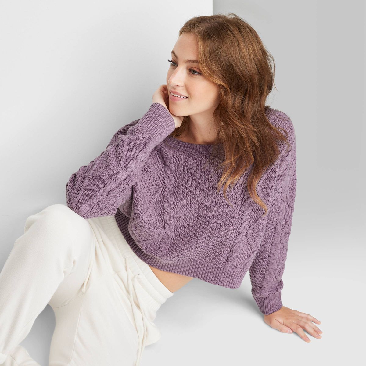 Women's Cropped Cable Pullover - Wild Fable™ | Target