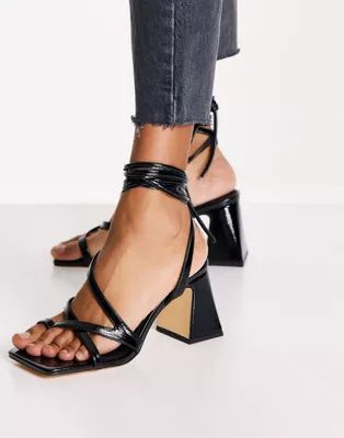 Topshop Nadia block heel ankle tie sandal in black | ASOS (Global)