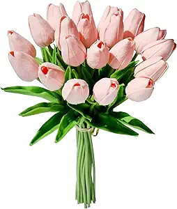 Mandy's 20pcs Light Pink Artificial Tulip Silk Flowers 13.5" in Bulk Home Kitchen Wedding Decorat... | Amazon (US)
