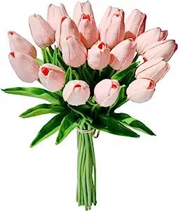 Mandy's 20pcs Light Pink Artificial Tulip Silk Flowers 13.5" for Easter Day Home Kitchen Wedding ... | Amazon (US)