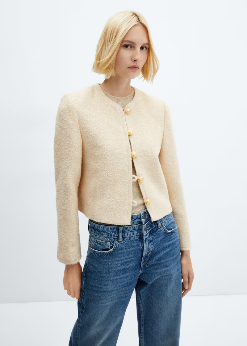 Tweed jacket with jewel buttons -  Women | Mango USA | MANGO (US)