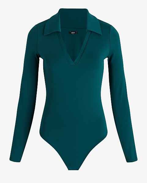 Body Contour High Compression V-neck Polo Bodysuit | Express