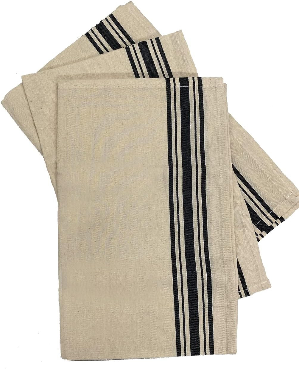 Aunt Martha's 18"x28" Black Striped Dish Towels Pkg of 3 | Amazon (US)