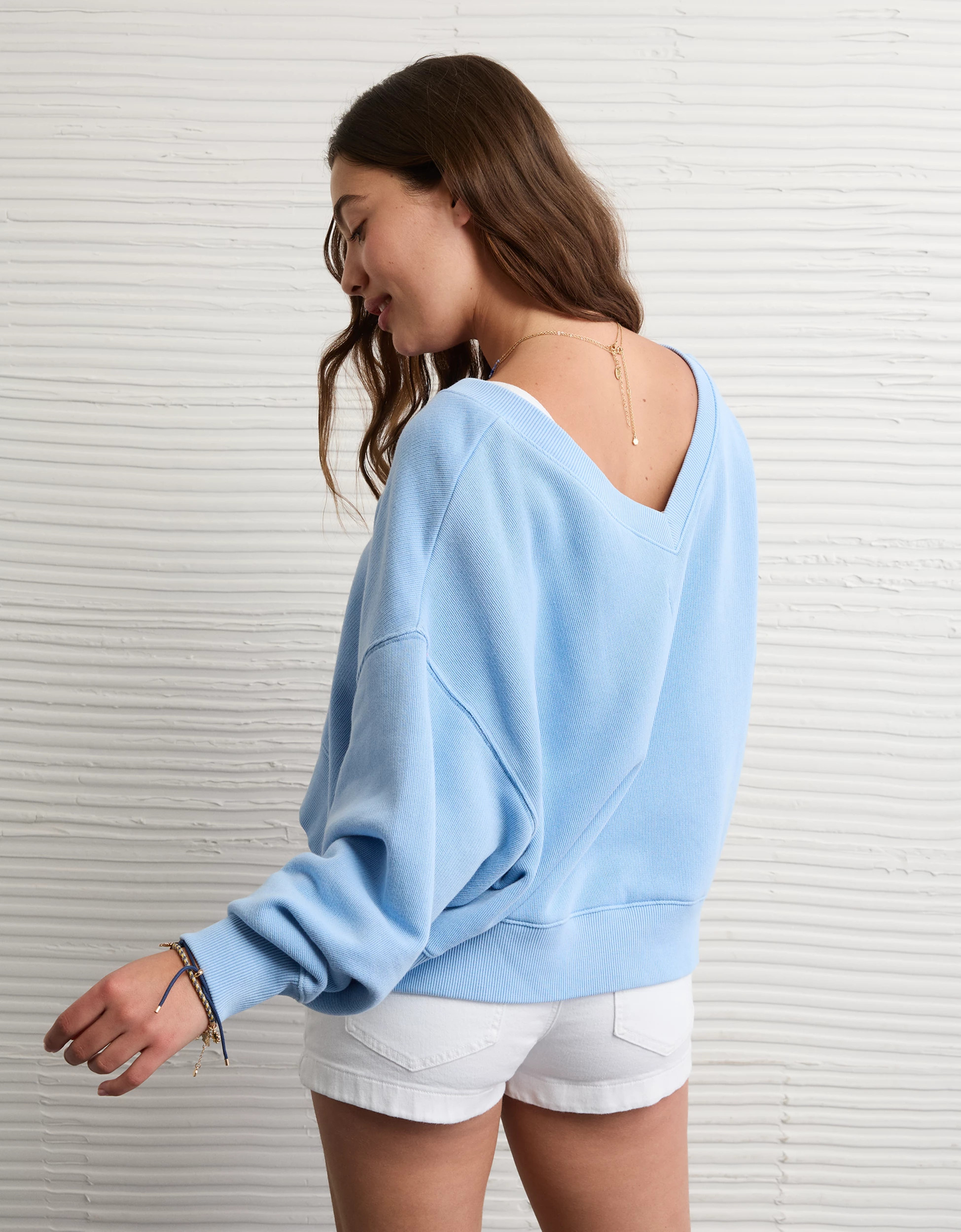 AE Cropped V-Neck Sweatshirt | American Eagle Outfitters (US & CA)