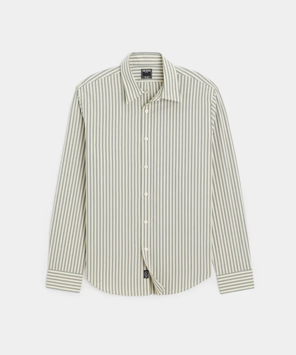 Poplin Sport Shirt in Dark Grey Bengal Stripe | Todd Snyder