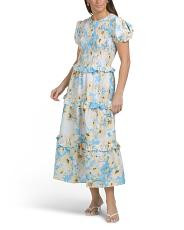 Puff Sleeve Floral Printed Maxi Dress | TJ Maxx