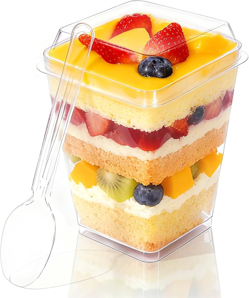 60 Pack Clear Plastic Dessert Cups with Lids and Spoons 5 oz Clear Parfait Appetizer Cups for Par... | Amazon (US)