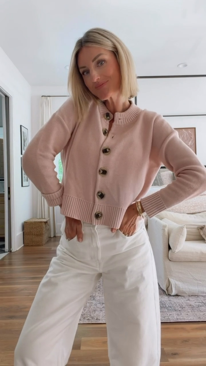 The new color of this cardigan is perfect for spring 👏🏼😍 this style cardigan has been a favorite of mine for years! Wearing XS. 

Loverly Grey, Quince, pink cardigan, closet staples, white barrel jeans, white barrel denim, spring fashion, spring outfit ideas

#LTKSeasonal #LTKootd