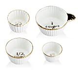 Gracie China by Coastline Imports Gold Trim White Porcelain Fluted 4-Piece Measuring Cup Set | Amazon (US)