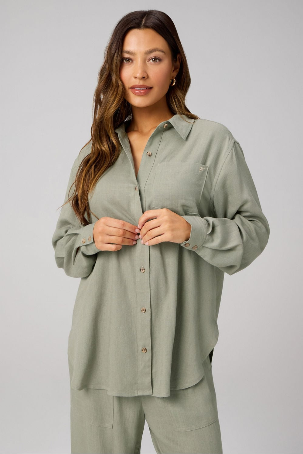 Lifestyle Linen Oversized Button-Up Shirt | Fabletics
