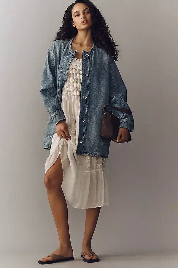 Pilcro Mid-Length Denim Chore Jacket | Anthropologie (US)