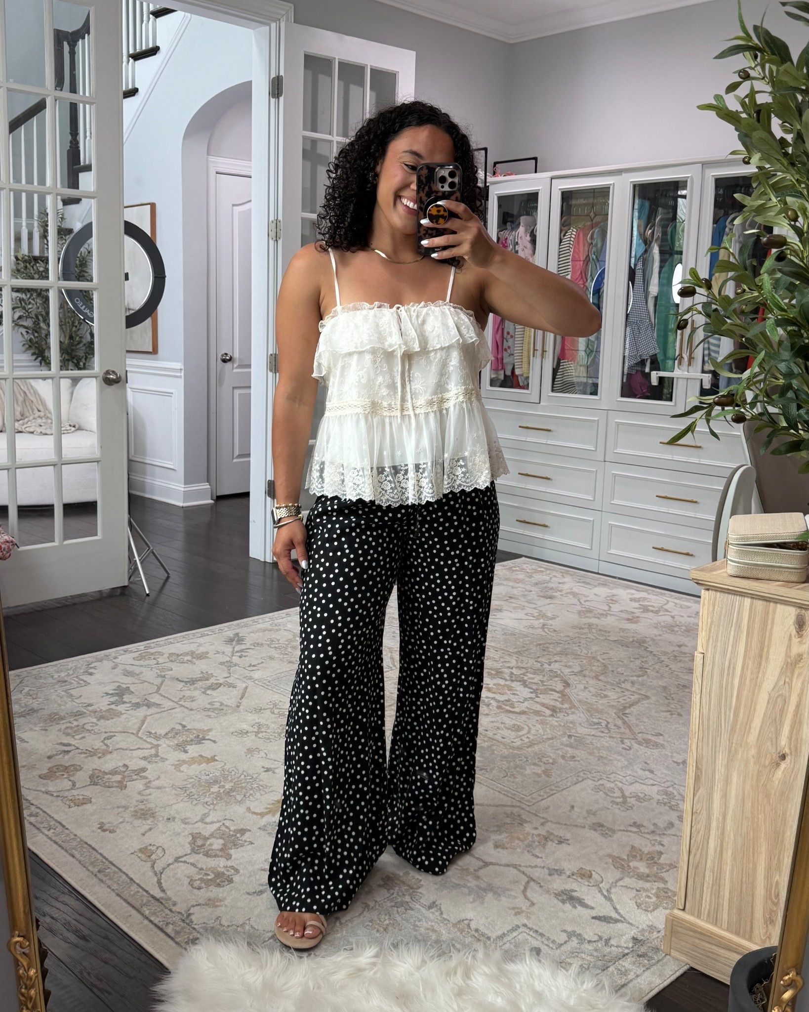 
Target lace top size medium and target polkadot linen pants size medium I am 5”4 for length reference #target #targetstyle 

#LTKdayinmylife #LTKootd #LTKmomlife