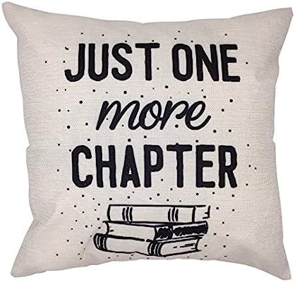 Arundeal 18 x 18 Inches Cotton Linen Square Throw Pillow Cover, Quote Just One More Chapter with ... | Amazon (US)