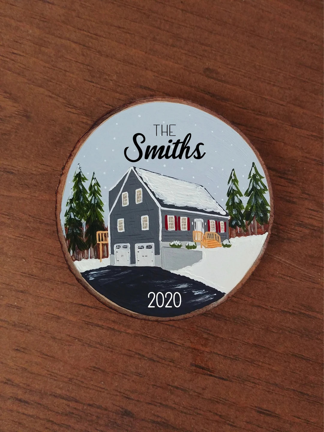 Custom Home Portrait Ornament, Rustic Ornament, Wooden  Ornament, Hand Painted Ornament, First Ho... | Etsy (US)