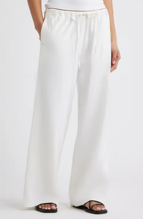 Open Edit Linen Blend Wide Leg Pants in White at Nordstrom, Size Xx-Small | Nordstrom