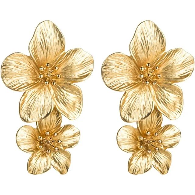 Boho Stud Earrings Flower Earrings Metal Flower Dangle Earrings Romantic Boho Sweet Chic petal Fl... | Walmart (US)