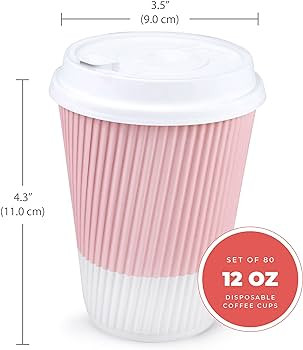 Disposable Coffee Cups With Lids - (80 set) 12 oz Paper To Go Coffee Cups With Resealable Lids Pr... | Amazon (US)