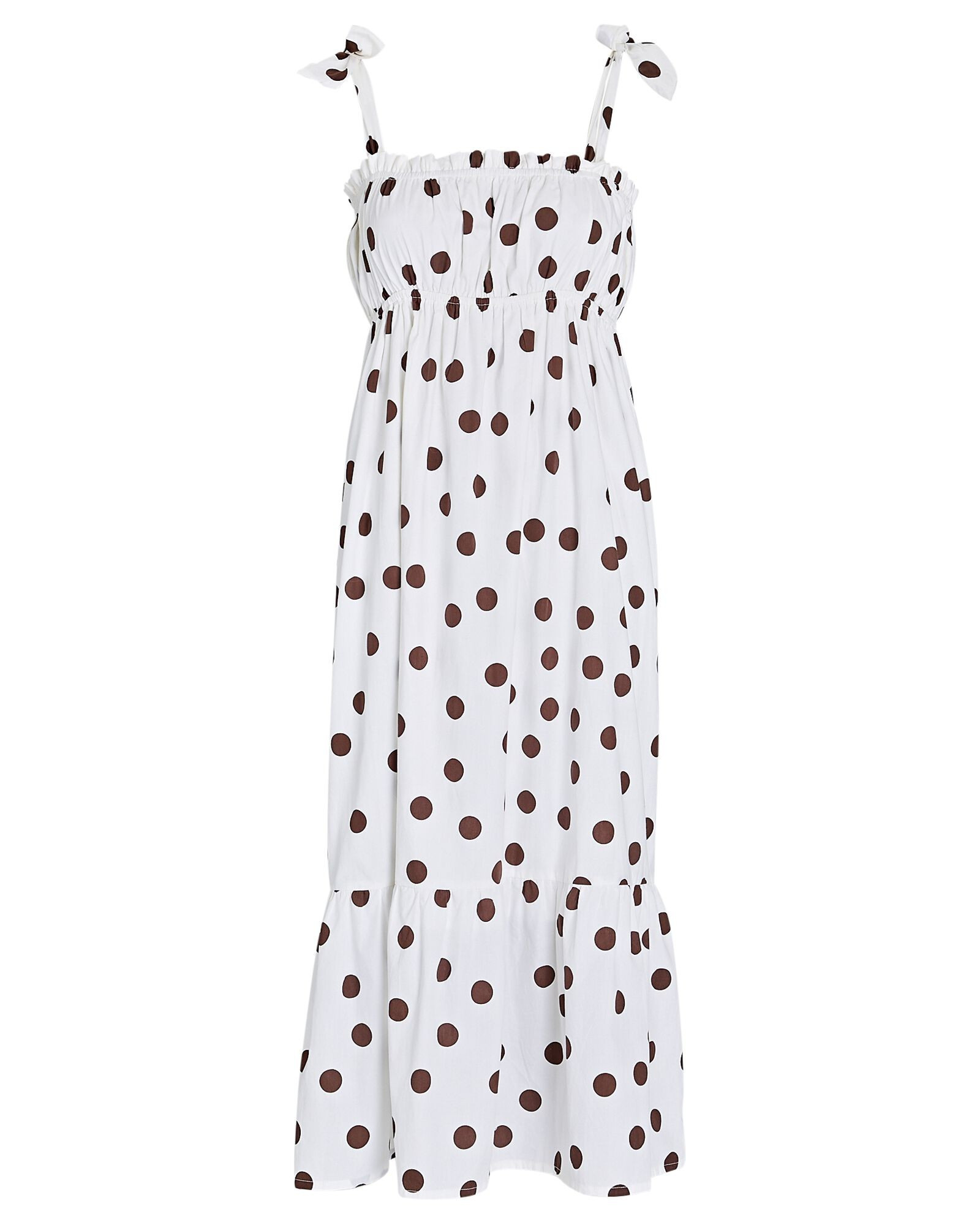Gia Tie-Shoulder Polka Dot Midi Dress | INTERMIX