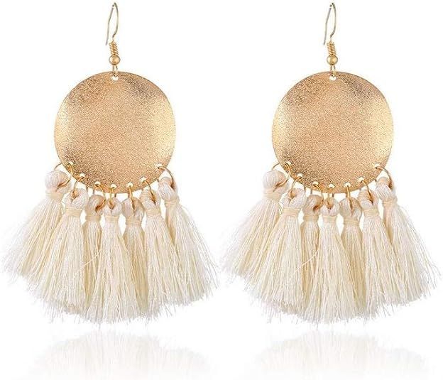 Stamping Tassel Earrings Bohemian Tassle Drop Earrings Hanging Fashion Jewelry for Women | Amazon (US)