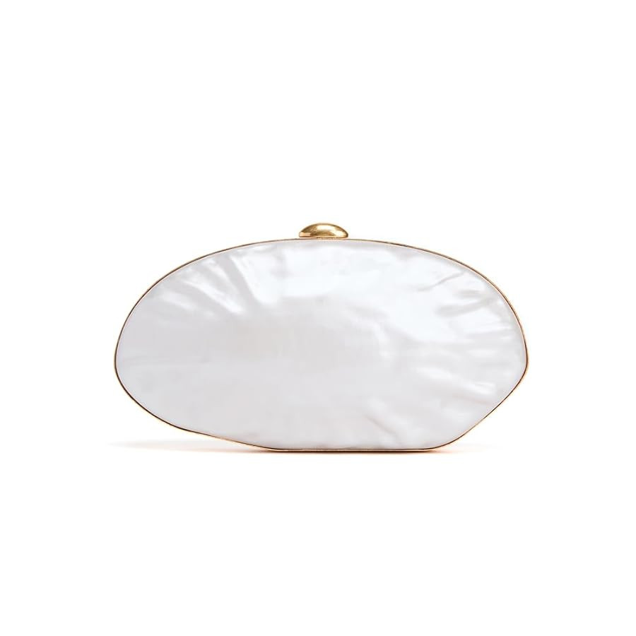 Pearl Shell Evening Clutch Bag, Gold Frame Purse, Ivory Acrylic Wedding Party Handbag, Ivory Whit... | Amazon (CA)