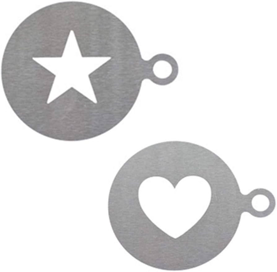 2 Pcs Stainless Steel Coffee Stencils Cappuccino Coffee Stencils Heart Star Shape Strew Pad Duste... | Amazon (US)