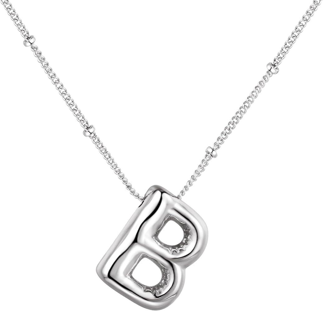 Chunky Bubble Gold Initial Letter Necklace for Women Balloon Statement Dainty Alphabet Pendant 14... | Amazon (US)