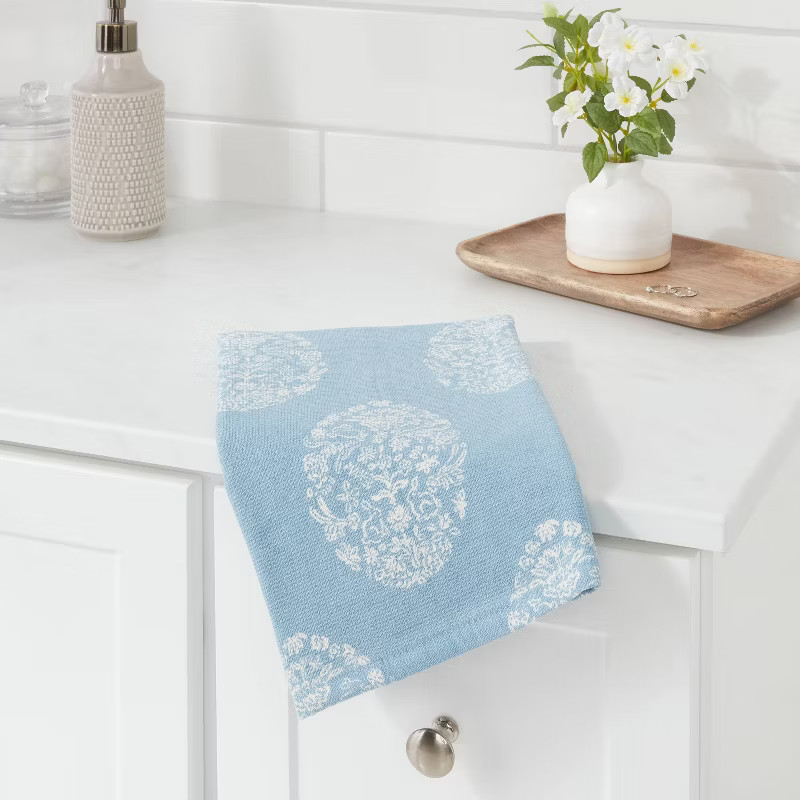 Egg Stamp Printed Easter Hand Towel Blue - Threshold™ | Target