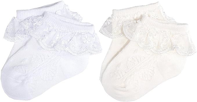 Epeius Baby-Girls Eyelet Frilly Lace Socks,Newborn/Infant/Toddler/Little Girls (Pack of 2/3/4/6) | Amazon (US)