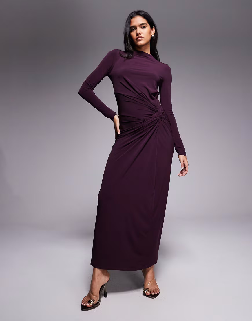 Daska exclusive high neck maxi dress in deep fig-Purple | ASOS (Global)