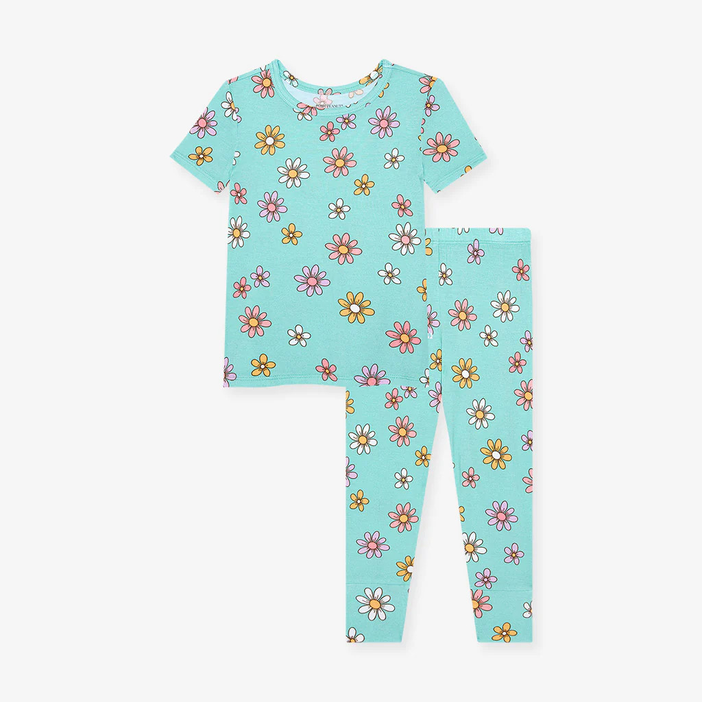 Floral Blue Short Sleeve Toddler Pajamas | Donna | Posh Peanut