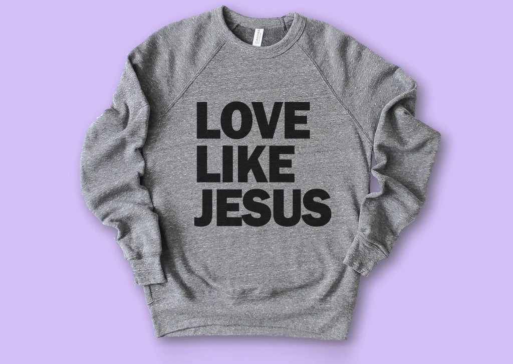 LOVE LIKE JESUS - UNISEX RAGLAN SWEATER (COLOR: DEEP HEATHER) | BETTY RUKUS