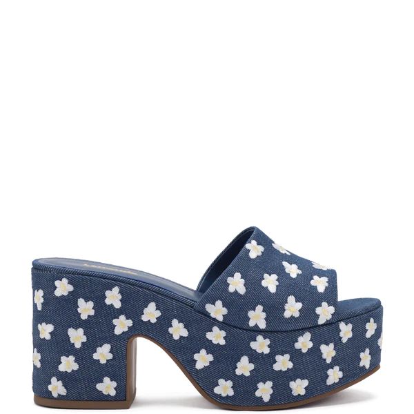 Miso Platform Sandal In Blue Denim | Larroude