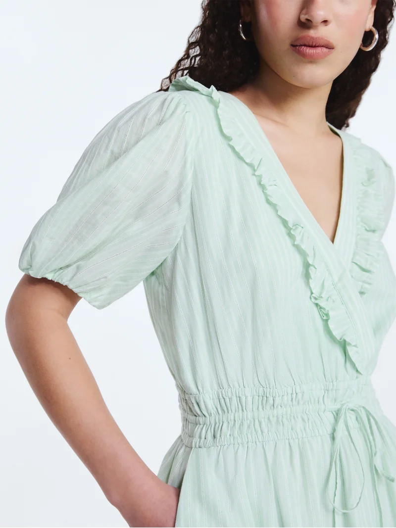 Free Assembly Women's Tiered Ruffle Mini Dress with Short Puff Sleeves, Sizes XS-XXL | Walmart (US)