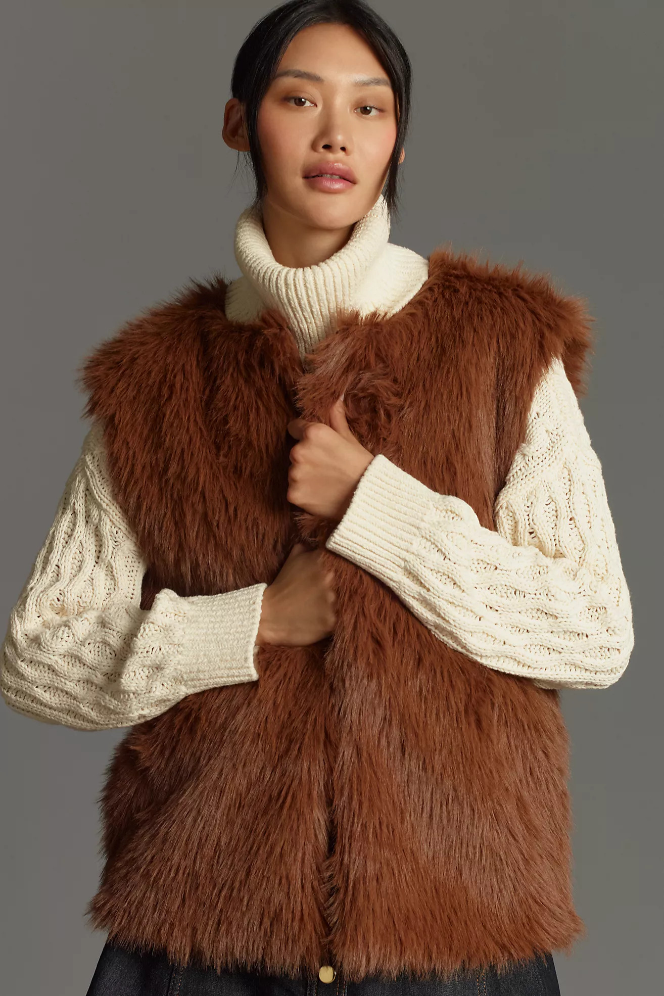 By Anthropologie Faux-Fur Midi Vest | Anthropologie (US)