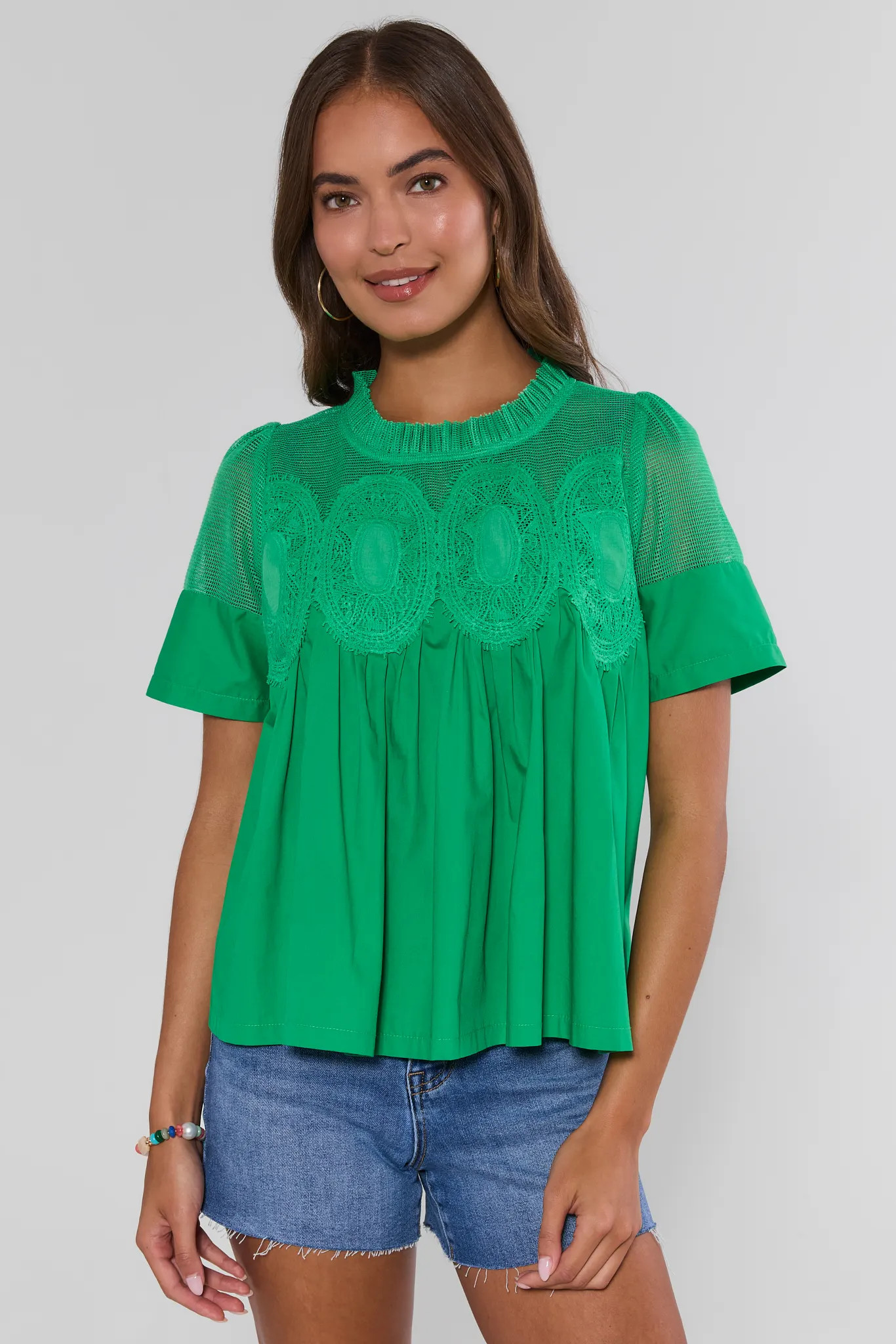 Gabrielle Green Peplum Top | Avara