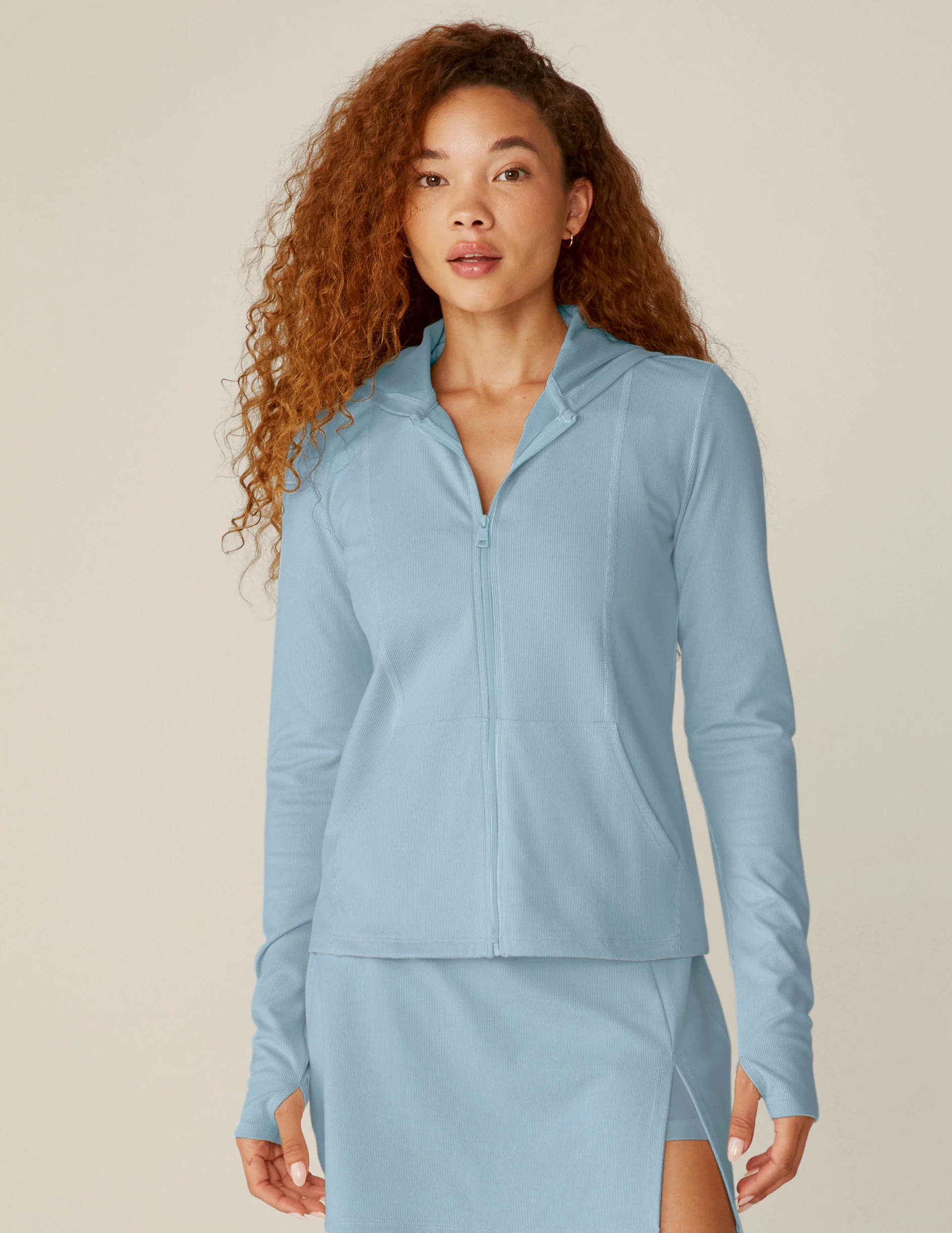 Heather Rib Morning Jog Hoodie | Beyond Yoga | Beyond Yoga