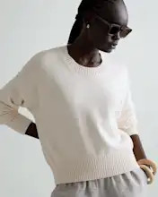 100% Organic Cotton Boyfriend Crew Sweater in Ivory | Quince