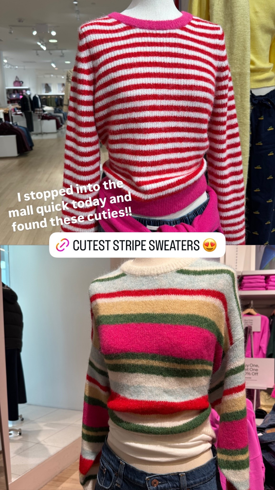 I stopped into the mall quick today and found these cuties!! Gap stripe sweaters!! 