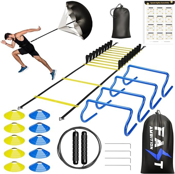 Speed & Agility Training Set (Blue &Yellow) - Agility Kit w/ Football Ladders,Cones Hurdle Set, P... | Amazon (US)