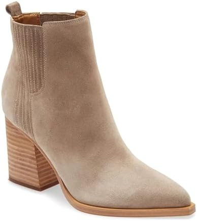 Imily Bela Womens Ankle Boots Pointed Toe Chunky Stacked Mid Heeled Faux Suede Leather Booties | Amazon (US)