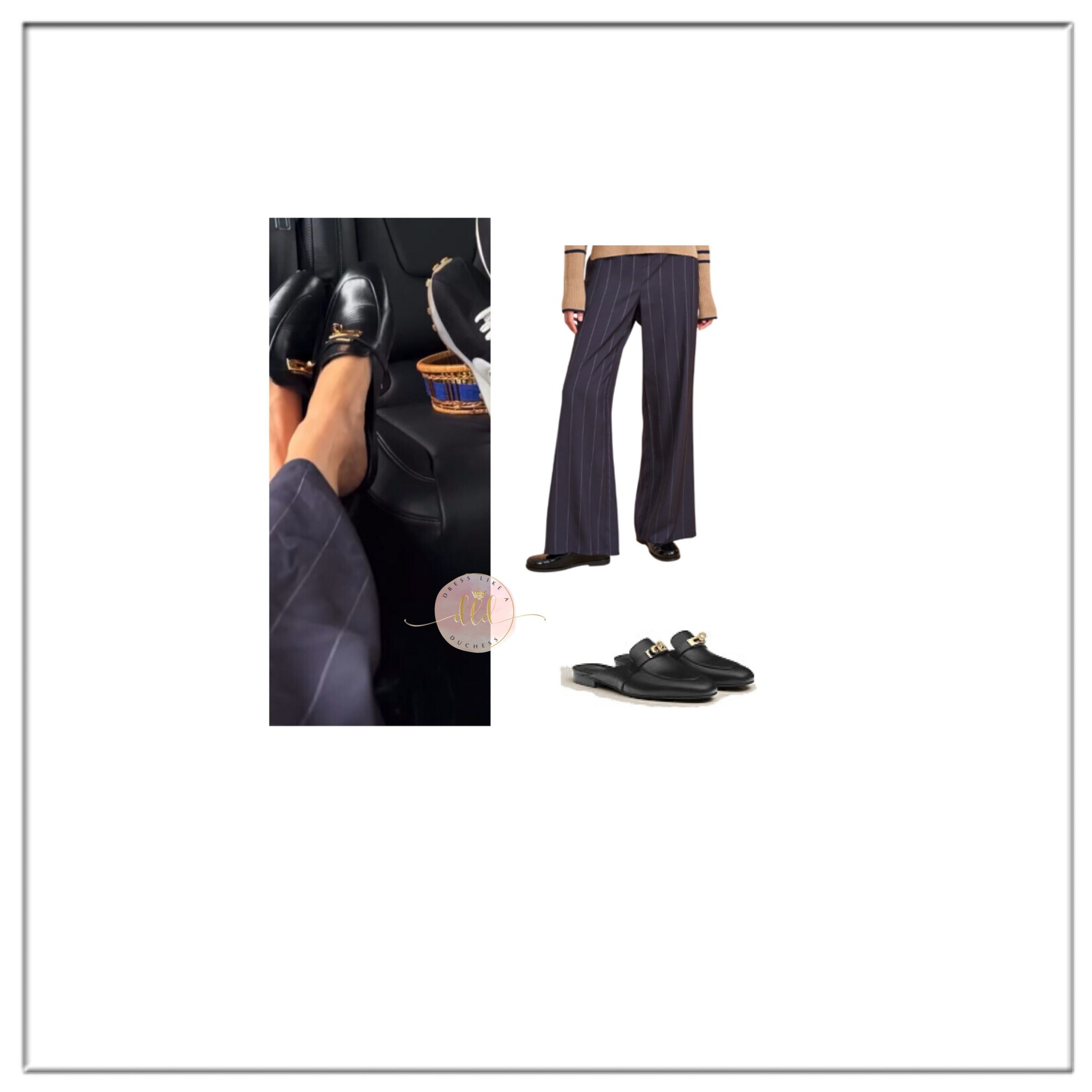 10/5/25 Meghan Markle in Paris wearing La Ligne Lee pants + Hermes Oz mules 