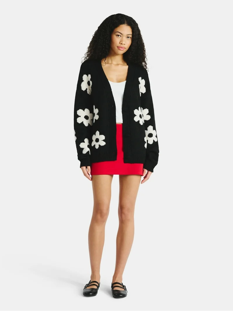 No Boundaries Button-Front Cardigan, Women's | Walmart (US)