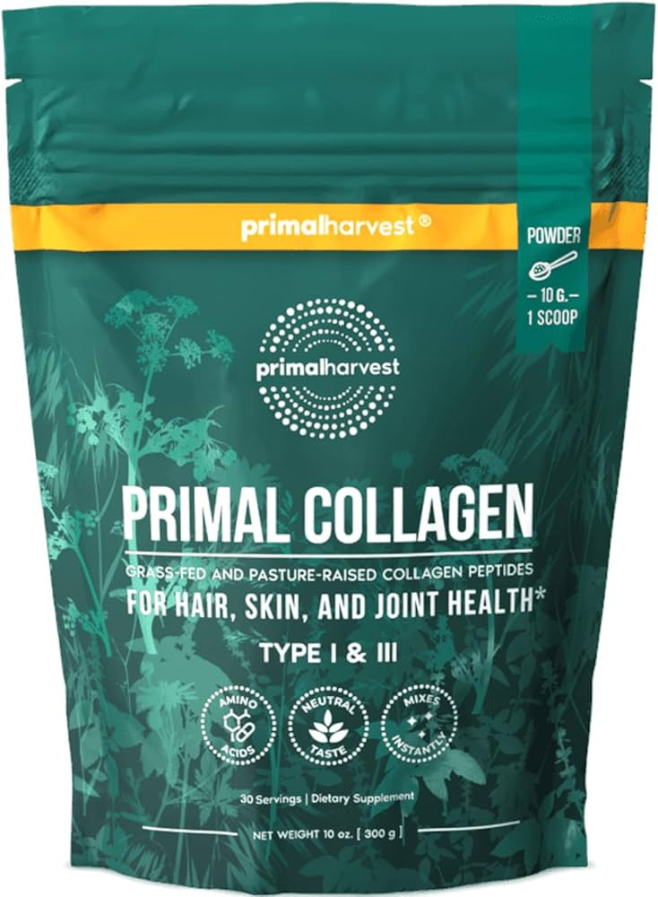 Primal Harvest Collagen Powder for Women or Men Primal Collagen Peptides Powder Type I & III, 10 ... | Amazon (US)