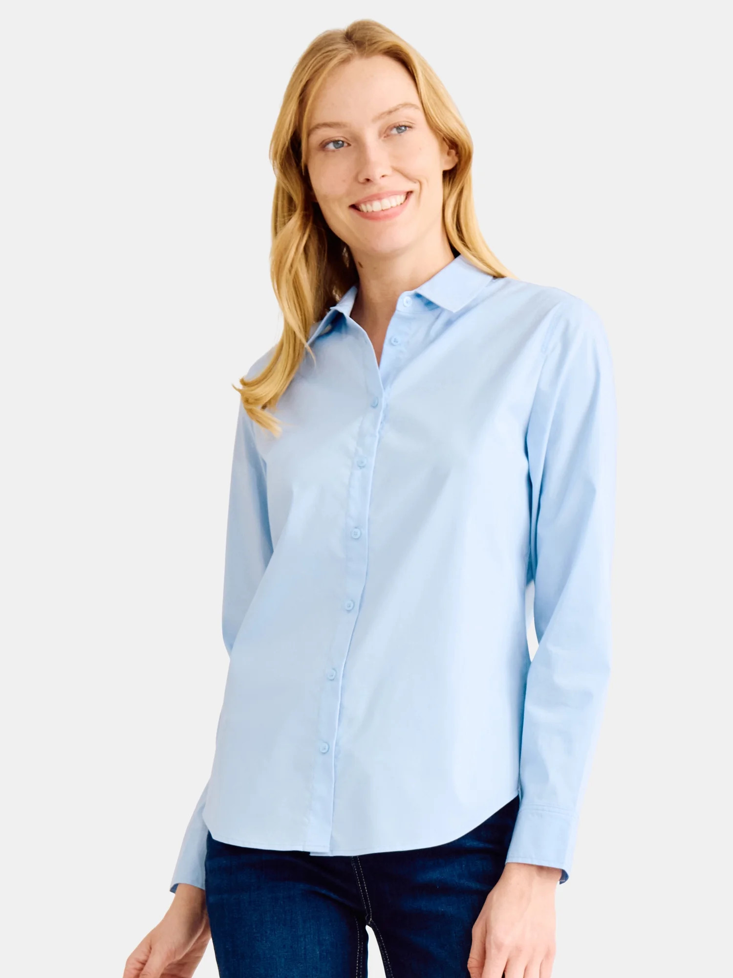 Time and Tru Women's Button Front Shirt, Sizes S-XXXL | Walmart (US)