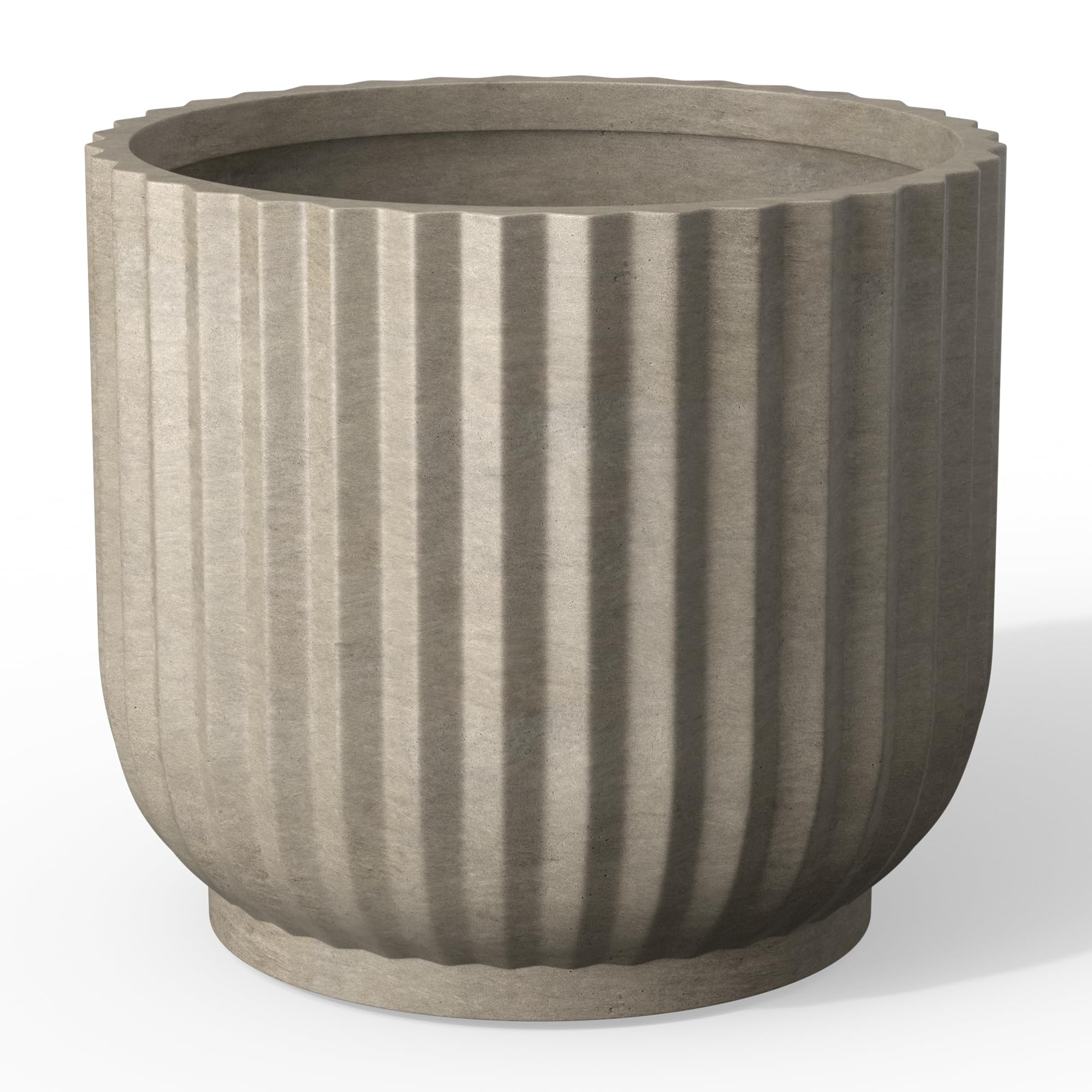 Kante Round Fulted Planter, 11 Inch Dia Large Concrete Plant Pots with Drainage Hole and Rubber P... | Amazon (US)