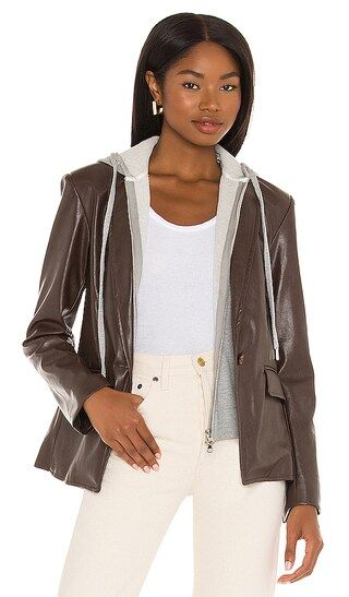 Coco Faux Leather Dickie Blazer in Chocolate | Revolve Clothing (Global)