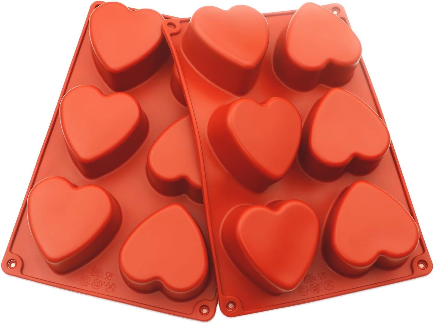 6 Cavity Heart Silicone Mold, Actvty 2 Packs Heart Shaped Molds for Making Handmade Soap, Bath Bo... | Amazon (US)